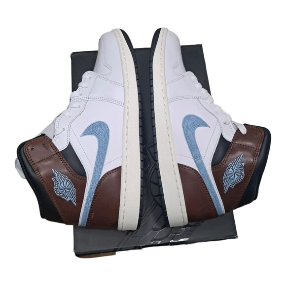 New Jordan Nike Air 1 Mid SE Men's Shoes White/Light Blue/Brown - Size : 11.5 US - Picture 11 of 15